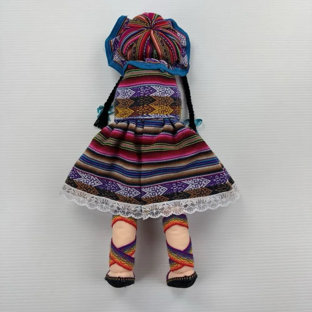 Peruvian Andean Cloth Doll Handmade Folk Art Textile Girl Figure Peru